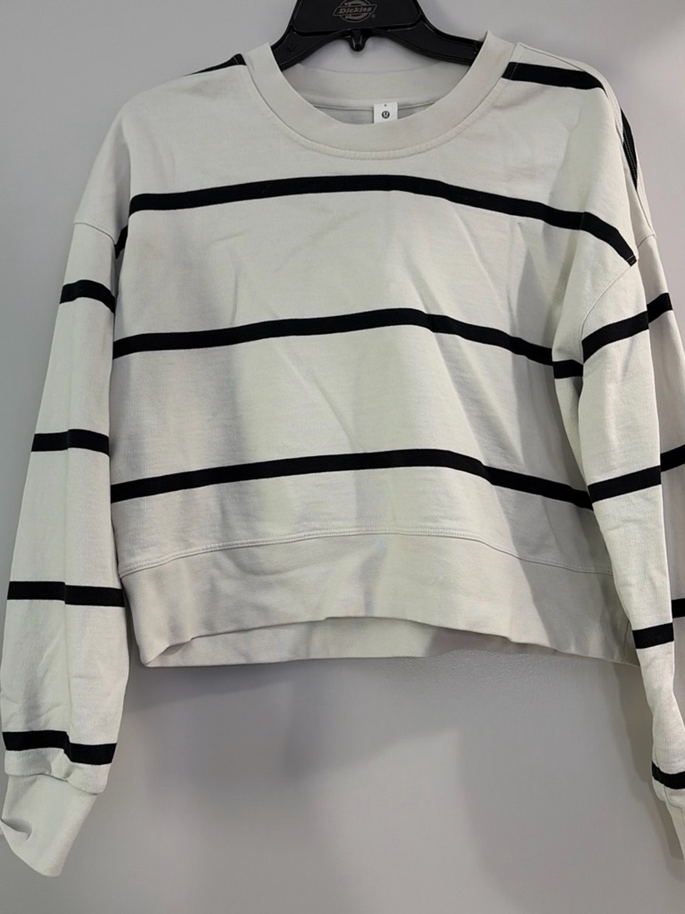 lululemon athletica White Crewneck Sweatshirt with Black Stripes
